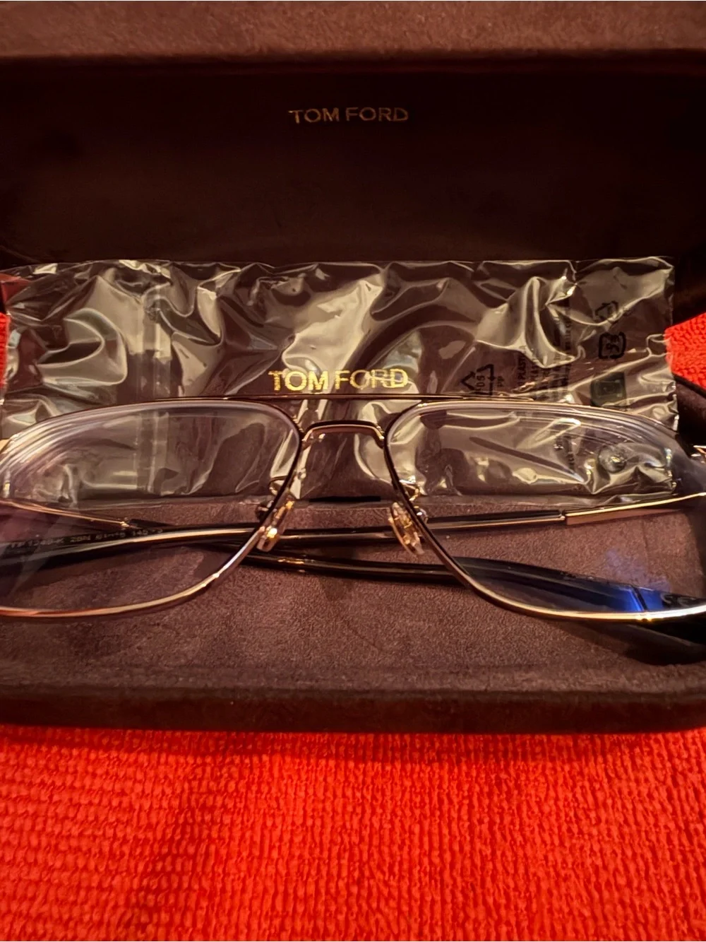 Tom Ford Gold Metal Aviator Sunglasses with Dark Lenses